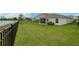 The backyard has a beautiful lawn, a fenced in yard, and a view of a lake at 5492 Summer Sunset Dr, Apollo Beach, FL 33572