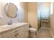 Comfortable bathroom with modern sink, toilet and lots of storage at 6933 Cozumel Ct, Land O Lakes, FL 34637