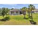 Backyard featuring a private screened-in pool, lush greenery, and palm trees at 764 W Bayshore Dr, Tarpon Springs, FL 34689