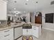 Modern kitchen featuring granite countertops, stainless steel sink, and pendant lighting at 8508 Canterbury Lake Blvd, Tampa, FL 33619