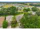 Aerial shot showcases the home nestled in a residential community with lush greenery and mature trees at 1129 Emerald Hill Way, Valrico, FL 33594