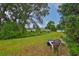 Large backyard boasts green grass, mature trees, and space for outdoor enjoyment at 1129 Emerald Hill Way, Valrico, FL 33594