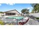 A kidney-shaped pool, surrounded by a spacious deck and lush landscaping, creates a private backyard oasis at 11302 Crane Lake Ct, Riverview, FL 33569