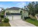 Two-story home with a three-car garage, landscaped yard, and a vibrant green exterior at 2832 Brinley Dr, Trinity, FL 34655