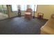 Cozy living room featuring neutral carpet, wicker chair, and ample natural light at 37648 Campo Ave, Zephyrhills, FL 33541