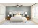 Charming bedroom with a cozy bed, soft lighting, and calming blue accent wall at 4511 S Manhattan Ave # 13, Tampa, FL 33611
