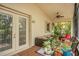 Screened patio featuring comfortable seating, a ceiling fan, and a view of the backyard at 6315 43Rd E Ct, Sarasota, FL 34243