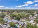 Aerial view of a neighborhood featuring mature trees, nearby recreational fields, and single Gathering homes at 8497 Portulaca Ave, Seminole, FL 33777
