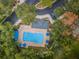 Aerial view of a sparkling community pool with brick patio and surrounding trees at 8562 Acorn Ridge Ct, Tampa, FL 33625