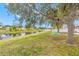 Picturesque backyard with a tranquil pond view and a charming tree swing, perfect for enjoying the peaceful setting at 13643 Tramore Dr, Odessa, FL 33556