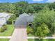 An aerial view of the property showcasing its mature landscaping, well-maintained roof, and circular driveway at 5101 Hartwell Loop, Land O Lakes, FL 34638