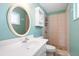 Bathroom featuring a vanity and tiled shower stall at 5108 Commonwealth Rd, Palmetto, FL 34221