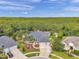 Gorgeous aerial view of a single-story home nestled among mature trees and lush landscaping at 6212 Nimes Ct, Lutz, FL 33558