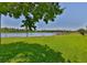Beautiful lake view in the backyard with expansive lawn and mature trees offering a serene and picturesque setting at 6913 Park Strand Dr, Apollo Beach, FL 33572