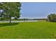 Expansive backyard features a lush lawn and tranquil lake view perfect for outdoor activities and enjoying nature at 6913 Park Strand Dr, Apollo Beach, FL 33572