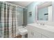 Bright bathroom featuring a shower and bath combination with light blue walls at 7701 Starkey Rd # 601, Seminole, FL 33777