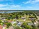 Aerial view of homes near a lake, featuring green landscapes and clear blue skies at 2013 Capri Rd, Valrico, FL 33594