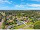 Aerial view of neighborhood with homes, pools, lush trees, and green landscapes at 2013 Capri Rd, Valrico, FL 33594