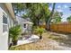 Backyard features a patio, lawn area, landscaping, and a wooden privacy fence at 2230 Melrose S Ave, St Petersburg, FL 33712