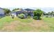 Spacious backyard with lush landscaping, screened patio, and well-manicured lawn at 2829 Maple Brook Loop, Lutz, FL 33558