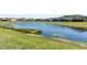 Community pond surrounded by green grass and homes in a lovely neighborhood at 2829 Maple Brook Loop, Lutz, FL 33558