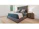 Bedroom with hardwood floors, tufted headboard, and two side tables at 2902 S Beach Dr, Tampa, FL 33629