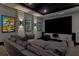 Home theater features large screen, movie posters, and comfortable seating at 2902 S Beach Dr, Tampa, FL 33629