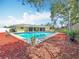 The backyard offers a relaxing pool with a covered patio for outdoor dining and entertaining at 3900 38Th S St, St Petersburg, FL 33711