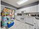 Practical kitchen with white cabinets and appliances offering plenty of storage and counter space at 6249 Osprey Lake Cir, Riverview, FL 33578