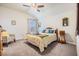 Cozy bedroom featuring soft carpet, a comfortable bed, and ample natural light, creating a serene retreat at 8296 Olive Brook Dr, Wesley Chapel, FL 33545