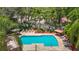 Inviting community pool area featuring ample lounge seating, shaded tables, and lush tropical surroundings at 8576 Sandy Beach St, Tampa, FL 33634