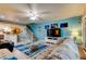 This airy living room features calming colors, a comfortable couch, and a modern glass coffee table at 9484 Tara Cay Ct # 8, Seminole, FL 33776
