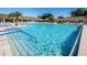 A sparkling blue swimming pool with lounge chairs and umbrellas on the deck, perfect for relaxation at 1065 Tartan Dr # C, Palm Harbor, FL 34684