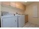 Well-equipped laundry room with washer, dryer, sink, and upper cabinets for ample storage and organization at 1126 Haley Ln, Dunedin, FL 34698