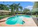 Inviting pool area with a sparkling pool, mature palm trees, and a spacious patio, creating a perfect oasis at 1813 Nova Dr, Valrico, FL 33596