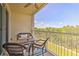 The balcony has seating and offers a serene view of the surrounding trees at 3282 Mangrove Point Dr, Ruskin, FL 33570