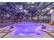 Nighttime shot of a stunning pool featuring a screened enclosure and illuminated water, creating a magical outdoor oasis at 4805 E Regnas Ave, Tampa, FL 33617