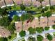 Aerial view of homes in a picturesque neighborhood, backing onto a peaceful pond at 5524 Salem Square N Dr, Palm Harbor, FL 34685