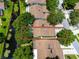 Overhead view of single-story villa with a private backyard bordering a serene pond at 5524 Salem Square N Dr, Palm Harbor, FL 34685