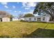 Expansive backyard with lush green grass, patio area, and a well-kept exterior, ideal for outdoor enjoyment at 75 New Jersey Dr, Dunedin, FL 34698
