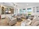 Cozy living room featuring a custom entertainment center, comfortable seating, and serene views of the outdoors at 8916 Windlass Cv, Parrish, FL 34219