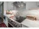 Elegant kitchen with marble backsplash, stainless steel range, and stylish cookware accents at 8927 Key West Island Way, Riverview, FL 33578