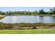 This home has a beautiful backyard view of the large pond at 12745 Moorish Pl, Spring Hill, FL 34610