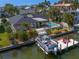 Beautiful waterfront home featuring a private boat dock, swimming pool, and lush landscaping at 2817 Seabreeze S Dr, Gulfport, FL 33707