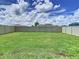 A full view of the grass-covered and fenced backyard at 34056 Scarlet Sage Ct, Wesley Chapel, FL 33545