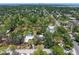An aerial view of the property showcasing lush trees, nearby cityscape, and quiet neighborhood streets at 417 66Th S Ave, St Petersburg, FL 33705