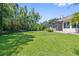 Lush, green backyard with a screened lanai, providing plenty of space for recreation and relaxation at 4512 Cheval Blvd, Lutz, FL 33558