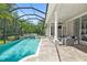 Relaxing pool area with a waterfall feature and covered patio at 4512 Cheval Blvd, Lutz, FL 33558