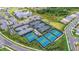 Aerial view of the community tennis and pickle ball courts, perfect for active residents to enjoy recreational activities at 4888 Sevilla Shores Dr, Wimauma, FL 33598