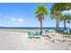 Beautiful beach setting with palm trees, chairs, rocks, and ocean view, creating a serene coastal escape at 4943 New England Blvd # 105, New Port Richey, FL 34652
